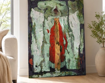 Between Silence and Presence/Abstract Mixed Media Figure Art / Oriental Style Pastel Painting /Digital download