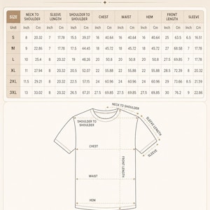 May include: A size chart for a Unisex Mineral Wash T-Shirt Colortone 1300. The chart displays measurements in inches and centimetres for sizes S through 3XL, including neck to shoulder, sleeve length, shoulder to shoulder, chest, waist, hem, and front length.