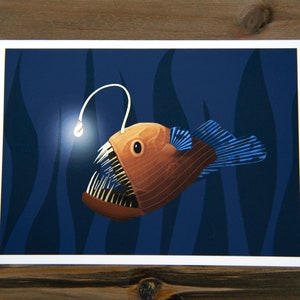 Tarjeta de felicitación, pescado, tarjetas, tarjetas 5x7, tarjetas para niños, tarjetas en blanco, rape
