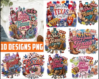 She's From Texas I Can Tell PNG, Texas Cowgirl Western Sublimation, Big Red Pink Western Shirt, Texas Girl Preppy Boutique Digital Download