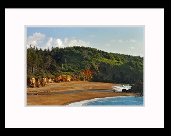 Fogarty Creek Cove Cliffs Ocean Beach Waves Oregon, Pacific Northwest, Fine Art Photography signed & matted 8x12 Original Photograph