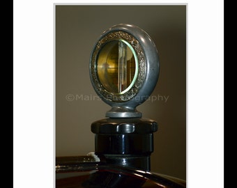 Car Art Original Photograph, Vintage Radiator Cap Glass Thermometer Crane Simplex, Man Cave Decor, Fine Art Photography matted & signed 5x7