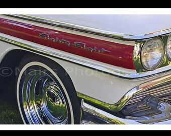 Man Cave Décor, Classic Car Art, Red White & Chrome, Oldsmobile , Fine Art Photography 16 x 8 Original Photograph, unmatted, unframed