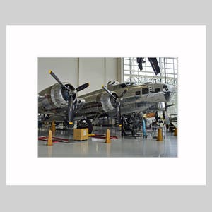 WWII Bomber Military Aircraft B-17, Man Cave Decor, Airplane Silver, Fine Art Photography matted, signed 5x7 Original Photograph