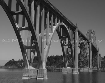Bridge Bay Newport Oregon, Black & White, Fine Art Photography matted and signed 5x7 print
