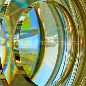 Lighthouse Fresnel Lens Abstract Glass Lime Gold Blue Green Patterns Circles, Fine Art Photography matted & signed 5x7 Original Photograph image 2