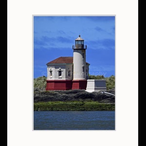 Pacific Northwest Oregon Coast Lighthouse Bandon Coquille River Historic, Fine Art Photography matted & signed 5x7 Original Photograph