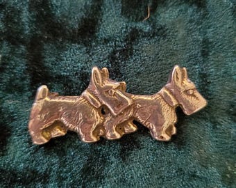 Sterling Silver Scottish Terrier Duo Brooch Pin