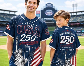 USA 250th Anniversary Baseball Jersey, Patriotic Independence Day Shirt, America 1776 2026 Freedom Jersey