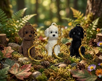 Poodle Keychain, 3D Printed Dog Keychain, Cute Poodle Gift for Dog Lovers, Poodle Mom Gift, Pet Charm Bag Accessory