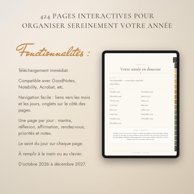 Good Note Callender Paper Digital Planner 2026-2027 | Goodnotes Digital Calendar | Daily, Monthly ...
