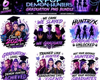 Kpop Demon Hunter Graduation PNG Bundle | Class of 2026 Clipart | Sublimation Design | T-Shirt Print | Digital Download