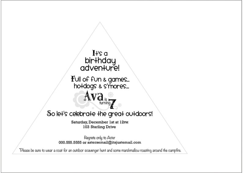 Camping Birthday Party Invitation 5x7 Printable File BOY or GIRL image 3