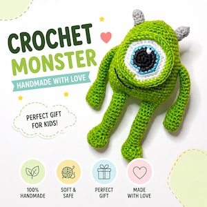 Crochet One Eye Monster Pattern PDF, Amigurumi Pattern, Plush Toy DIY, Digital Download