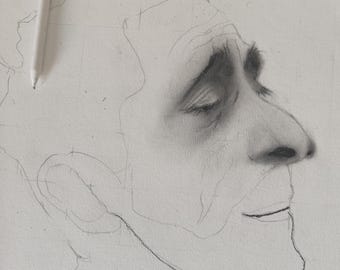 Adrien Brody Charcoal painting, Handmade Portrait, Peaky Blinders Artwork, Charcoal Painting, Luca Changretta portrait, Handdrawn, A3 Size
