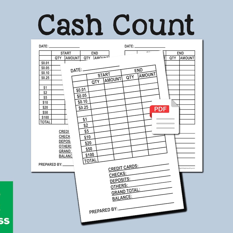 Cash Till Templates - Etsy