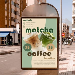 Matcha Coffee Cafe Advertisement Templates | Photoshop, Affinity, Canva (Digital Download)