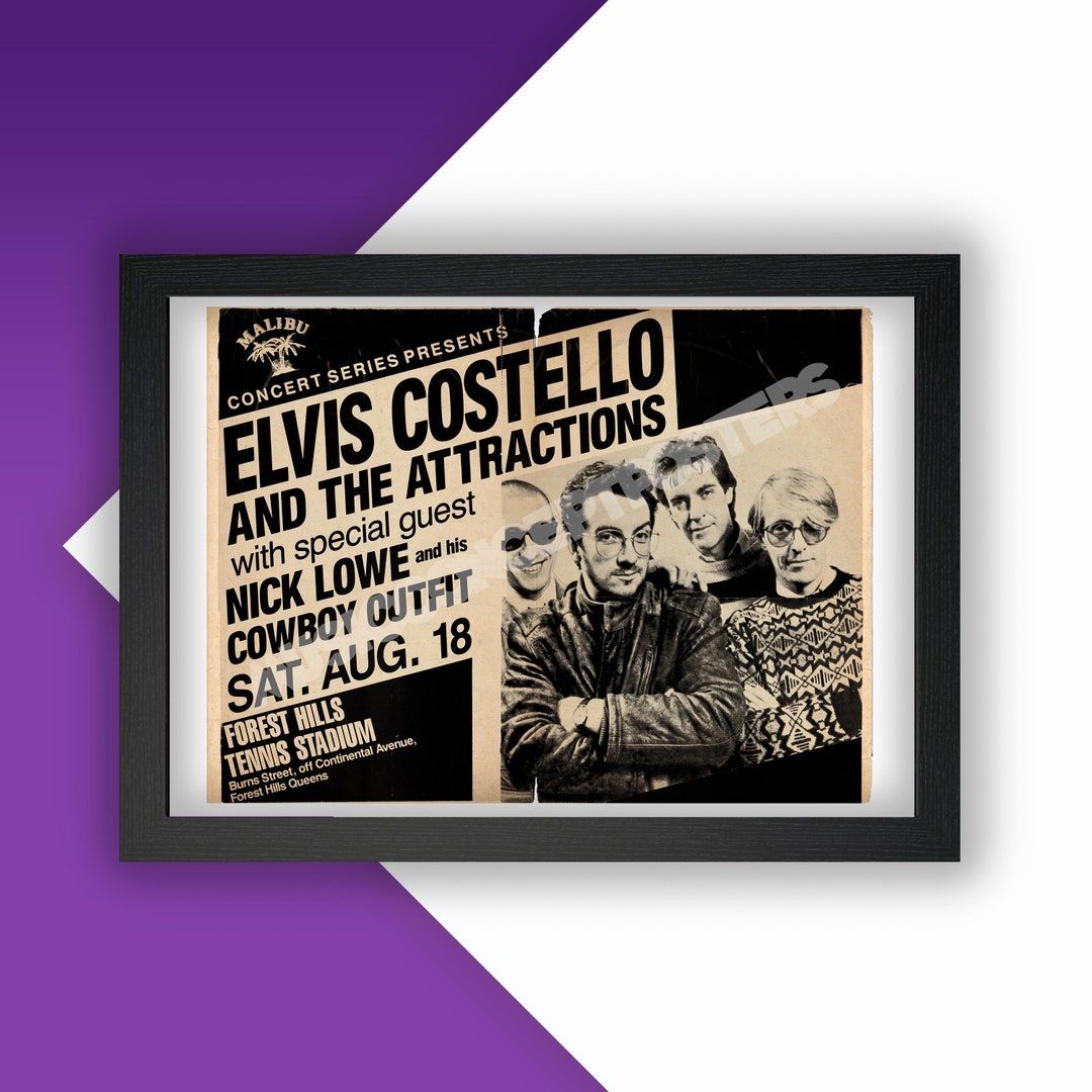 Elvis Costello Concert Poster Rock Music Poster Rock Pop Vintage Style