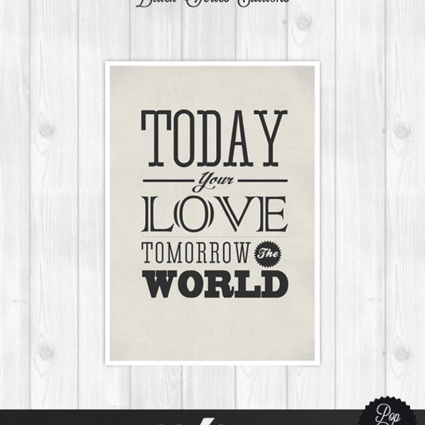 Ramones print - Today your love, tomorrow the world - Music poster Music print Lyrics Print PUNK