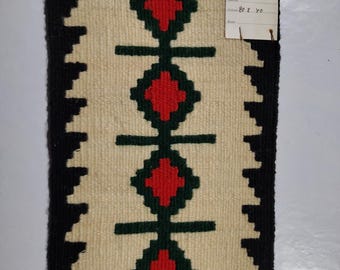 Vintage Balkan Kilim – Handwoven Wool Mini Rug – Geometric Folk Textile – Unused Old Stock