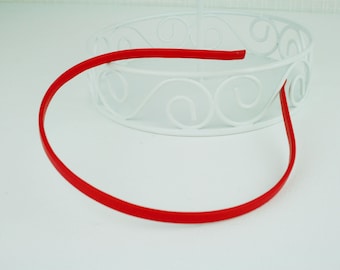 Red Real Leather wrapped metal headband (5mm)