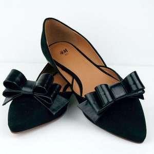 Black Patent Leather Bow Shoe Clips, Leather Shoe Accessories