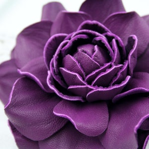 Purple Leather Rose Flower Brooch/hairclip Leather Rose Pin - Etsy