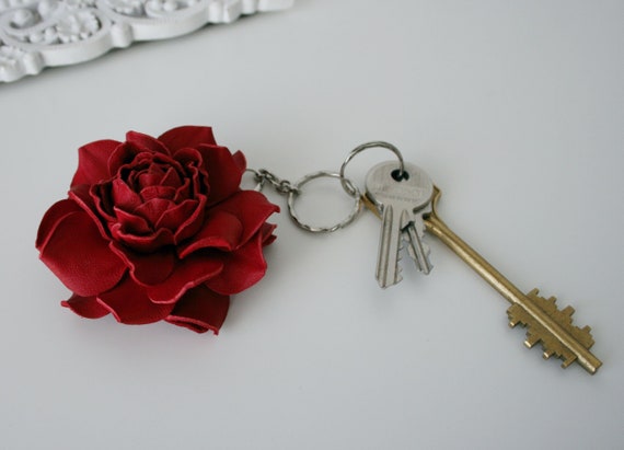 Red leather best sale keychain