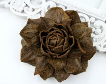Brown Rose Flower Leather Brooch/Hairclip, Leather Rose Pin, Brown Flower, Leather Flower, Floral Brooch