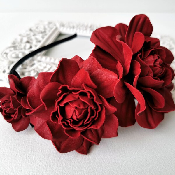Red Rose Headband Etsy