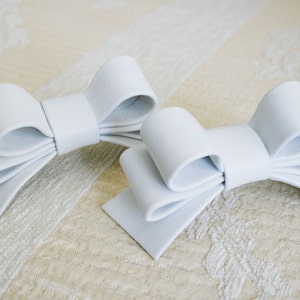 White Leather Bow Shoe Clips