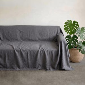 Custom Linen Sofa Cover, Washed European Flax Couch Cover, French Country Sofa Protector