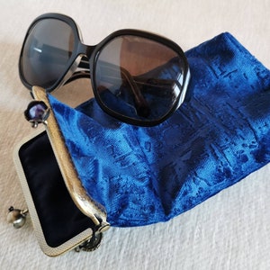 Étui à lunettes, étui à lunettes de soleil en tissu, lunettes portefeuille, pochette à lunettes, étui à lunettes de style vintage, étui à lunettes à fermoir pour femme