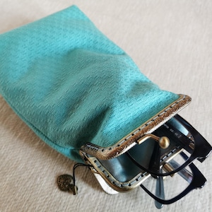 Étui à lunettes Double Kiss Lock, étui à lunettes KissLock de style vintage, étui à lunettes de soleil double poches, étui à lunettes à fermoir souple de style rétro