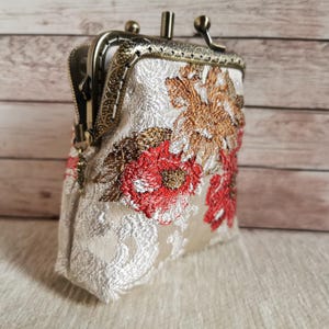 Double Kiss lock Coin Purse, vintage style wallet, Double Pockets Coin Purse, retro style Kiss clasp Coin Pouch, handmade gift for her