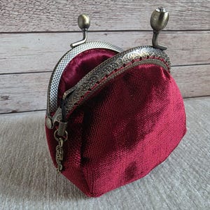 Coin purse, kiss lock coin purse, kiss clasp wallet, Handmade coin pouch, unique gift for her, retro style coin purse, vintage style wallet image 6