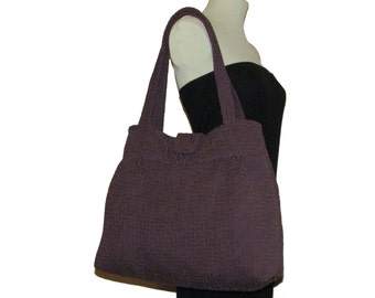 132- bag, tote, dark purple, handmade