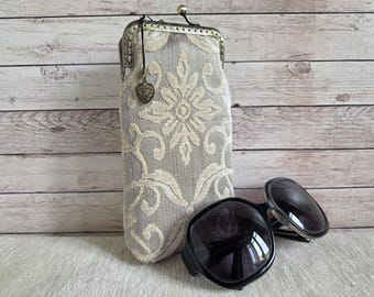 Estuche para gafas, estuche para anteojos, protector de gafas de sol estilo retro, estuche para gafas con cierre de broche, estuche para gafas con cierre de broche estilo victoriano