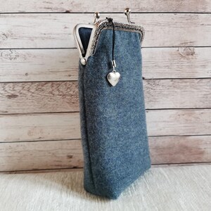 Estuche de lana para gafas, estuche de tela estilo vintage para gafas de sol, estuche suave para gafas, protector de gafas con cierre de beso, estuche retro para gafas de sol con cierre de beso imagen 3