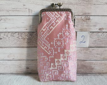 Eyeglass case, kiss lock sunglass case, vintage eyeglass pouch, kiss clasp eyeglasses case, retro style glasses case, fabric eyeglass wallet