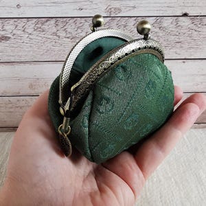 Monedero, monedero con cierre de beso, billetera retro con cierre de beso, monedero de tela, monedero estilo vintage, regalo único para ella, hecho a mano