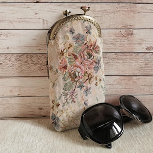 Custodia occhiali tessuto fiori, custodia cellulare, portafoglio, portaocchiali elegante matrimonio, custodia occhiali da sole e da vista