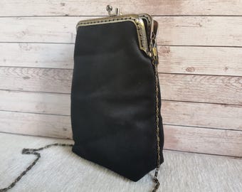 Crossbody Prom purse, double pockets wedding purse, evening small bag, vintage style phone purse, retro double kiss lock mini bag
