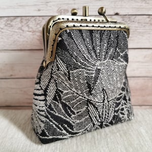 Double Kiss Lock Coin Purse, vintage style Coin Purse, Double Pockets Coin Purse, Kiss clasp wallet, fabric Coin Purse, unique gift for her