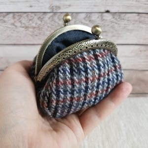 Coin purse, wallet with clip, kiss lock coin purse, handmade gift for her