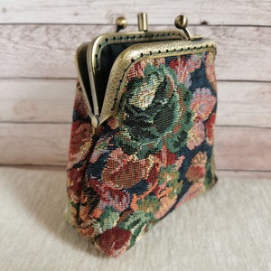 Doppel Kiss Lock Geldbörse, Vintage Stil Geldbörse, Doppel Taschen Geldbörse, Kiss Spange Brieftasche, Stoff Münzbeutel, einzigartiges Geschenk für sie