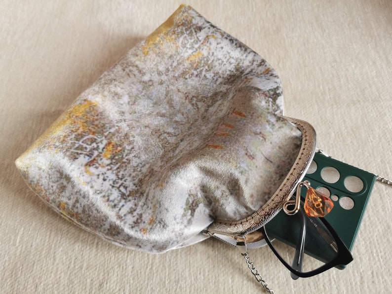 Kisslock purse, crossbody Wedding bag, vintage style clutch, evening purse, evening bag, shoulder bag, women phone purse, crystal sling bag image 5