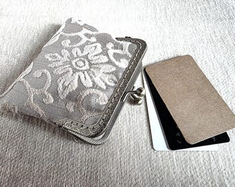 Coin Purse, vintage style Coin Purse, kiss lock purse, credit cards wallet, Kiss clasp wallet, fabric Coin Pouch, unique gift for her