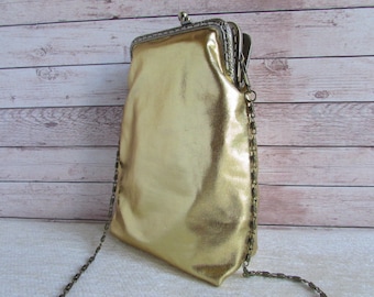 Bolso de fiesta cruzado de oro amarillo, bolso de boda, embrague de noche retro, bolso de teléfono de hombro único, bolso de estilo vintage con bloqueo de beso, bolso pequeño