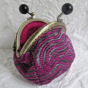 Porta-moedas de prata rosa, porta-moedas estilo vintage, carteira com fecho de beijo para meninas, porta-moedas com fecho de beijo, porta-moedas de princesa, presente feito à mão para ela